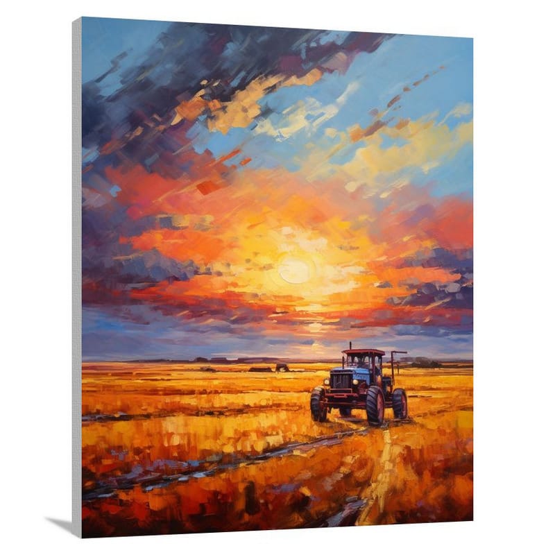Tractor's Golden Harvest - Canvas Print