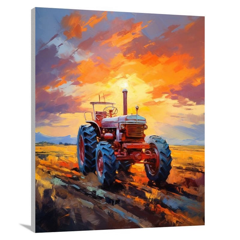 Tractor's Golden Journey - Canvas Print
