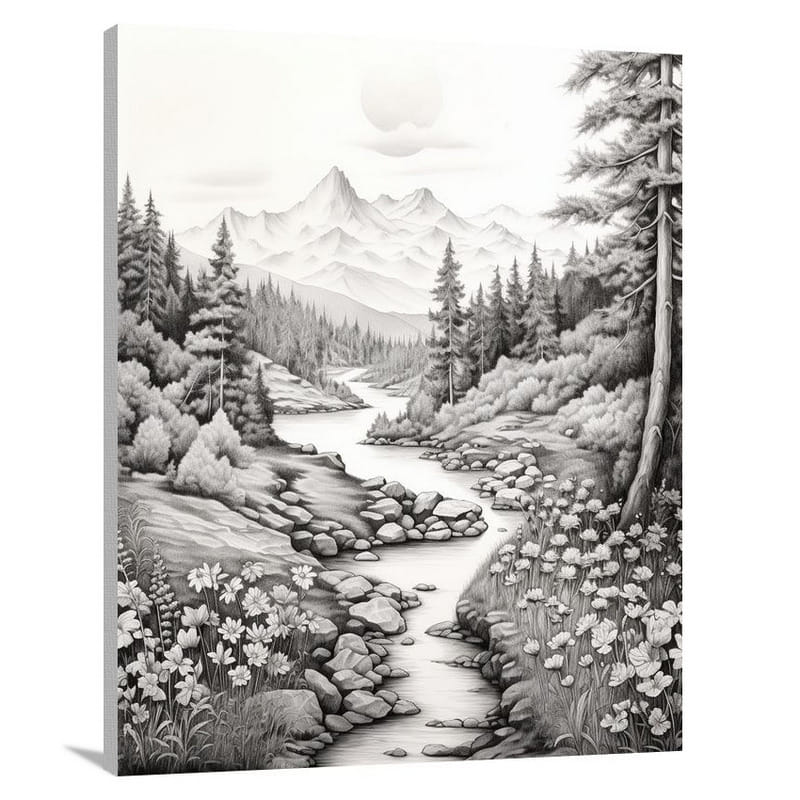 Trail - Black and White - Canvas Print