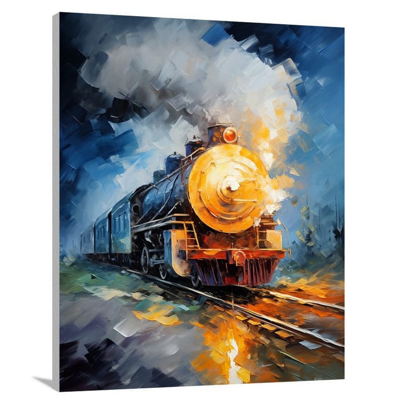 Train's Fiery Journey - Canvas Print