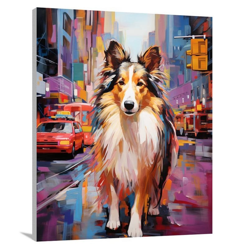 Tranquil Canine: Rough Collie in the City - Canvas Print