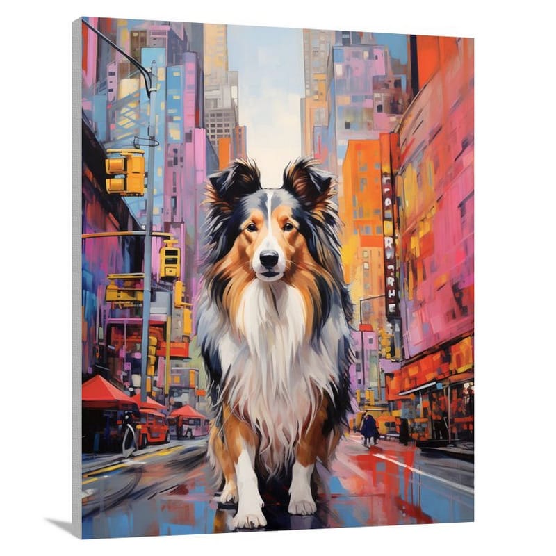 Tranquil Streets: Rough Collie's Grace - Canvas Print