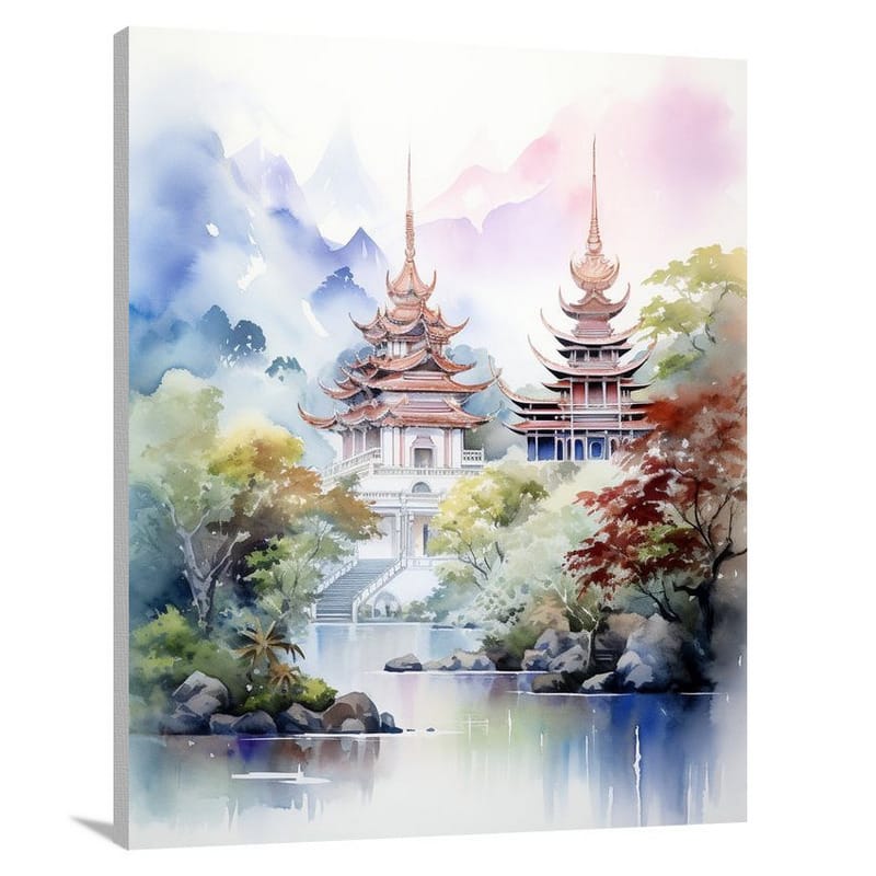 Tranquil Temples: Thailand's Serene Splendor - Canvas Print