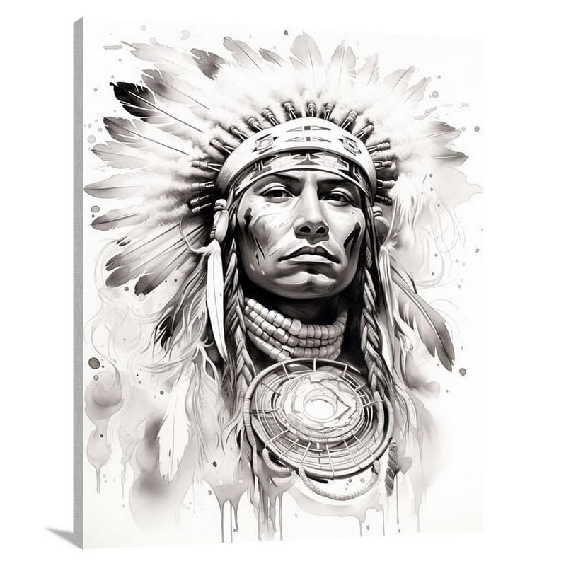 Transcending Borders: Native American Culture - Black And White - Canvas Print