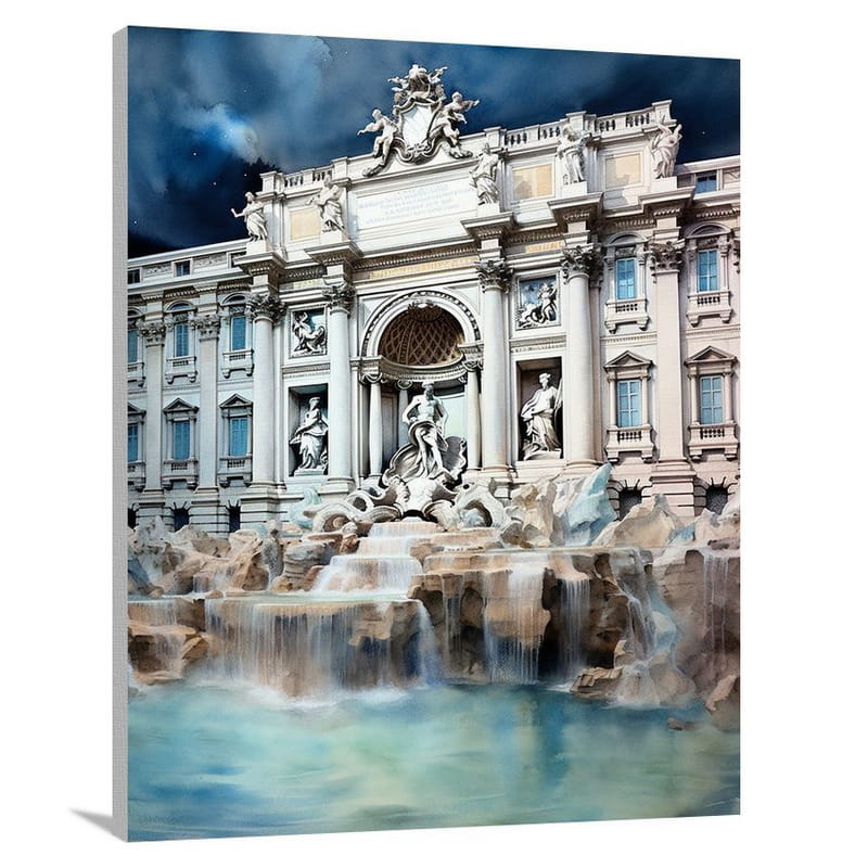Trevi Fountain Reflections - Canvas Print