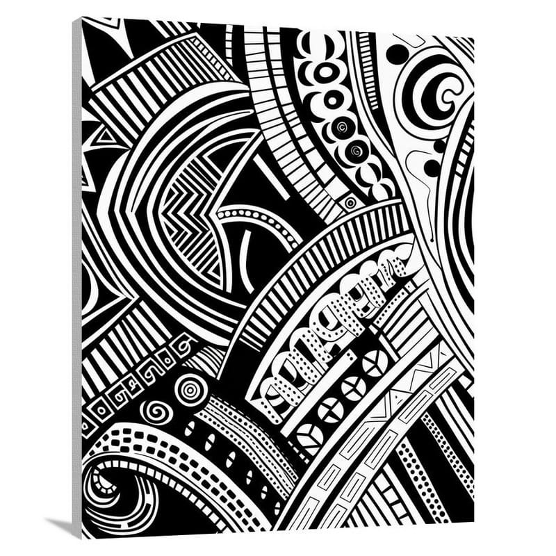 Tribal Tapestry: Resilience and Unity - Black And White - Canvas Print