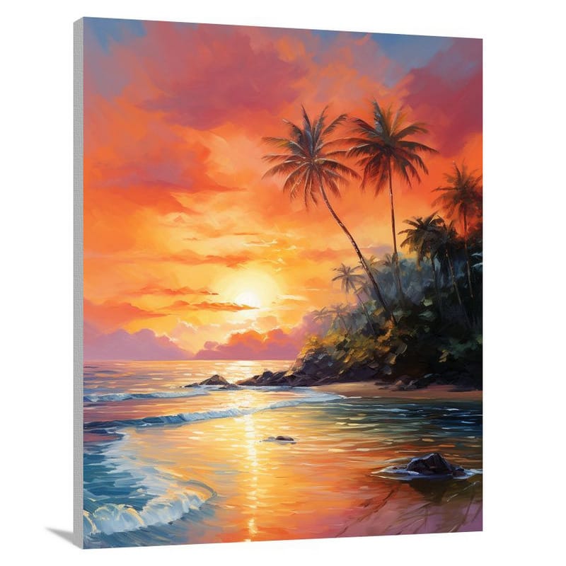 Tropical Beach Sunset - Canvas Print