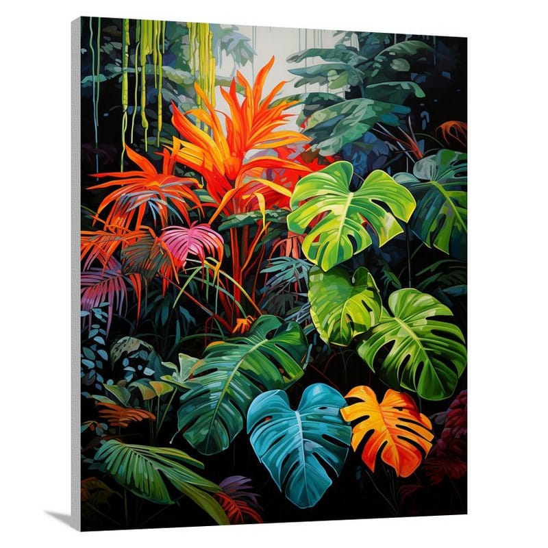 Tropical Leaf Symphony - Pop Art - Canvas Print
