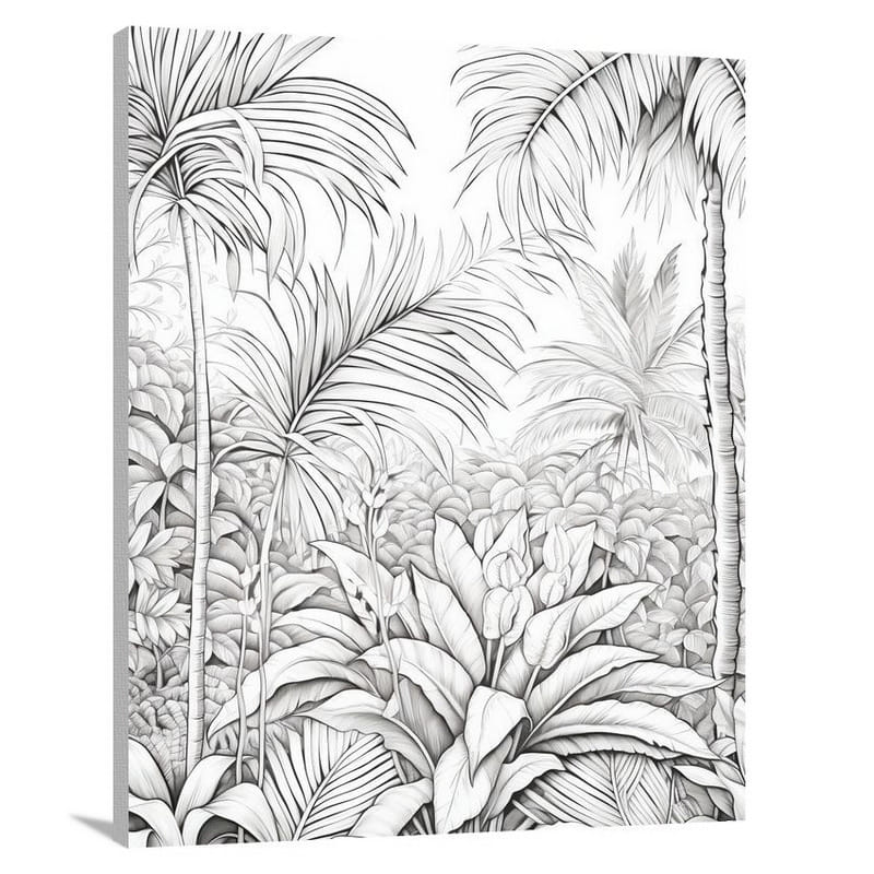 Tropical Symphony - Black And White - Canvas Print