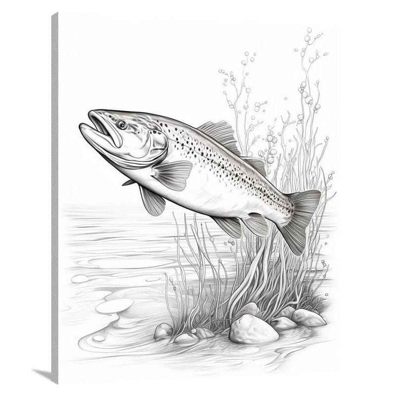 Trout's Leap - Black And White - Canvas Print
