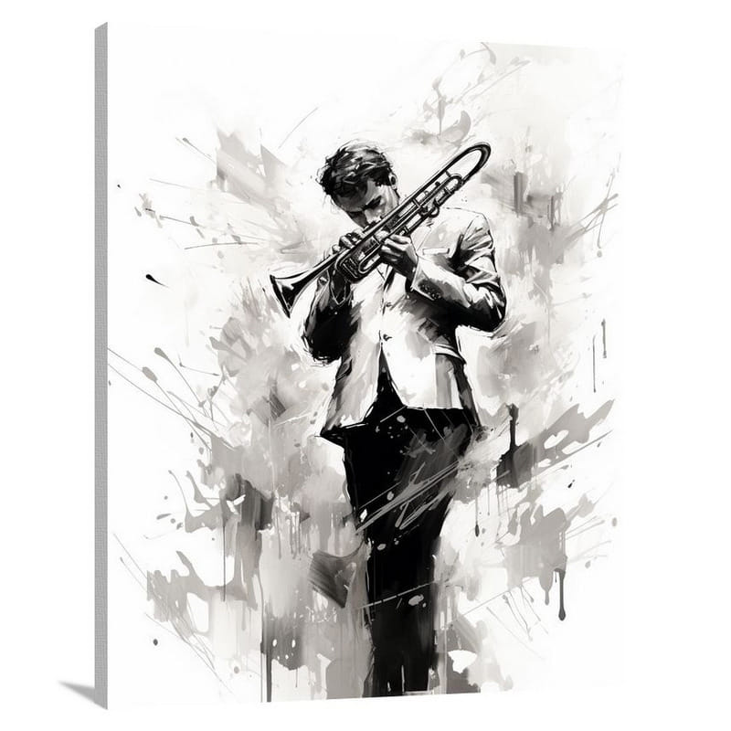 Trumpet - Black and White - Canvas Print