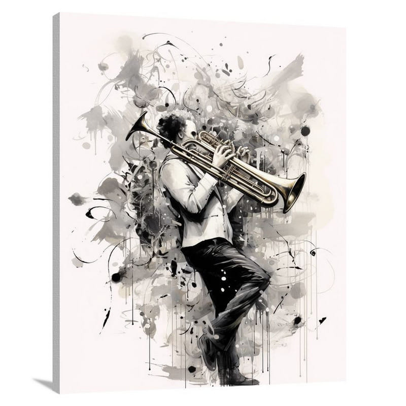 Trumpet Serenade - Black And White - Canvas Print