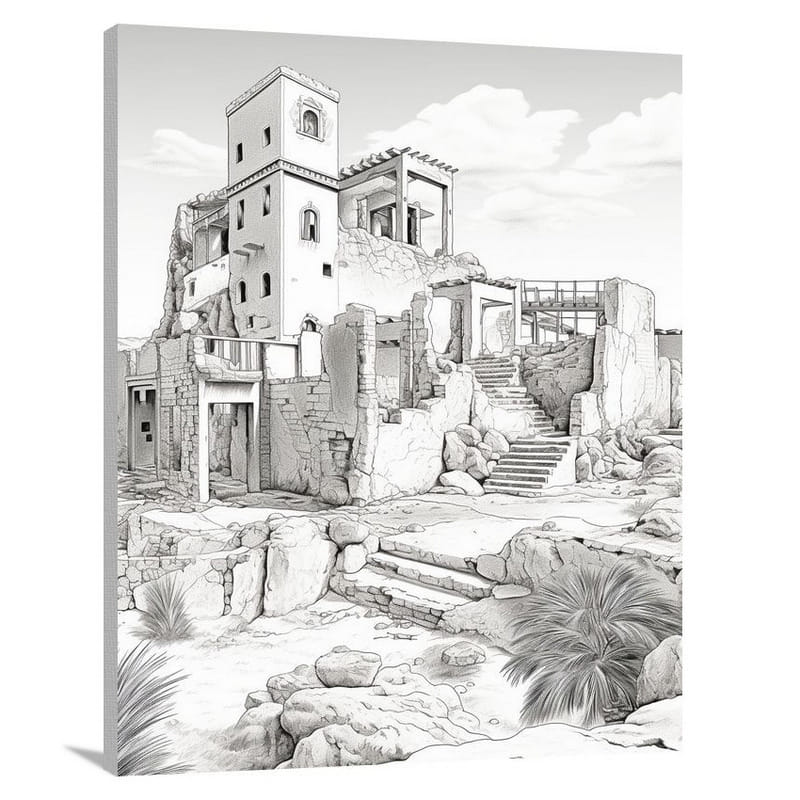 Tunisian Echoes - Black And White - Canvas Print