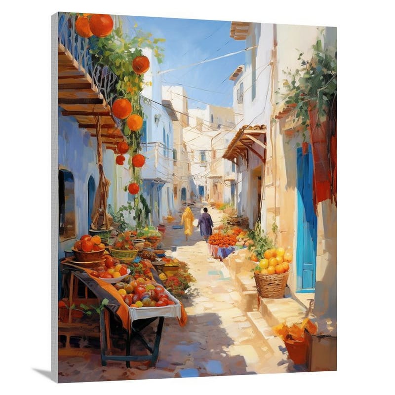 Tunisian Marketplace: A Tapestry of Colors - Canvas Print