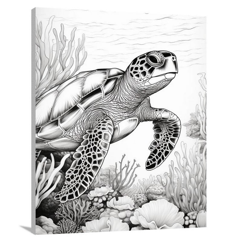 Turtle's Aquatic Symphony - Canvas Print