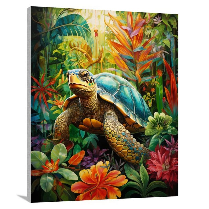 Turtle's Journey Through Eden - Canvas Print