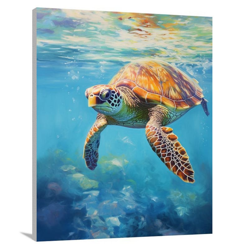 Turtle's Serene Glide - Canvas Print