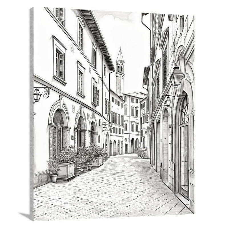 Tuscan Renaissance: Streets Alive - Black And White - Canvas Print