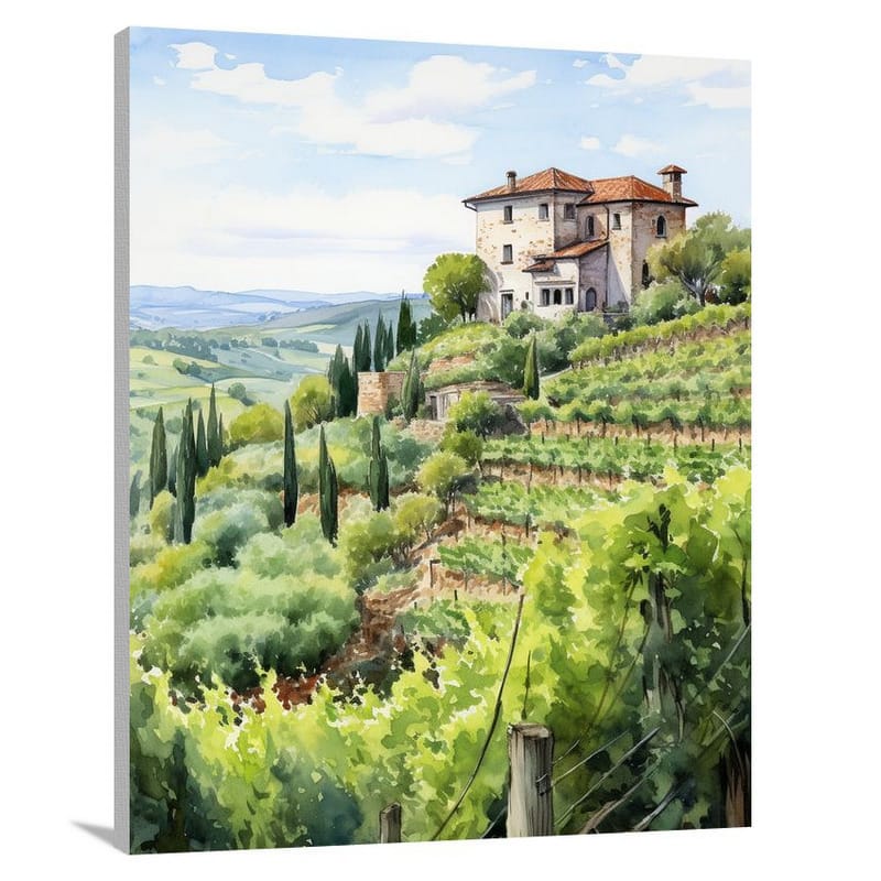 Tuscan Serenity - Watercolor - Canvas Print