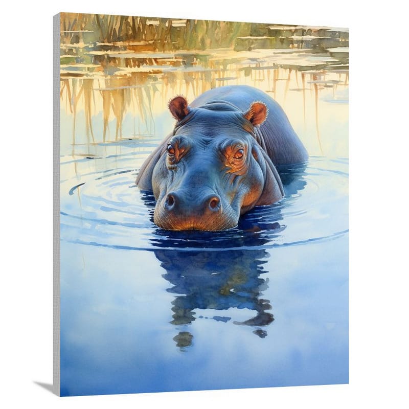 Twilight Encounter: Hippopotamus - Canvas Print
