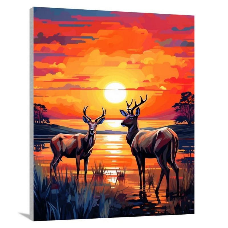 Twilight Symphony: Antelope's Serenade - Pop Art - Canvas Print