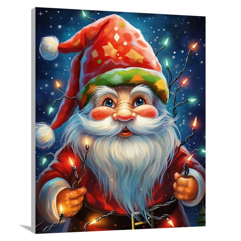 Twinkling Joy: Christmas Gnome - Canvas Print