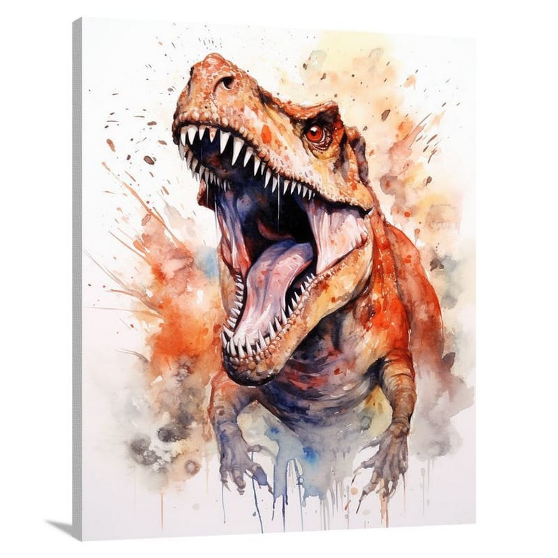 Tyrannosaurus Rex: Ancient Clash - Watercolor - Canvas Print