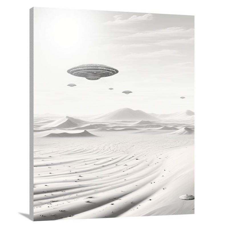 UFO Mirage - Black And White - Canvas Print