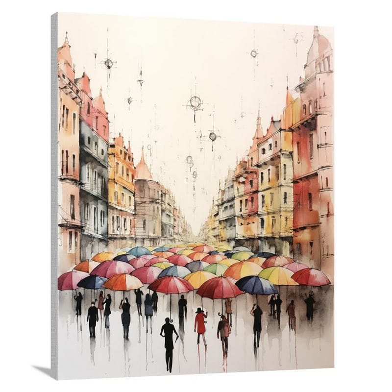 Umbrella Symphony - Watercolor 2 - Canvas Print