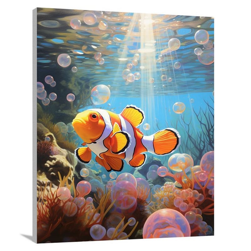 Underwater Symphony: Clown Fish Serenade - Canvas Print