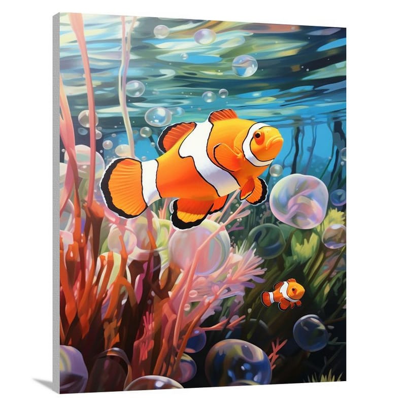 Underwater Symphony: Clown Fish Serenade - Contemporary Art - Canvas Print