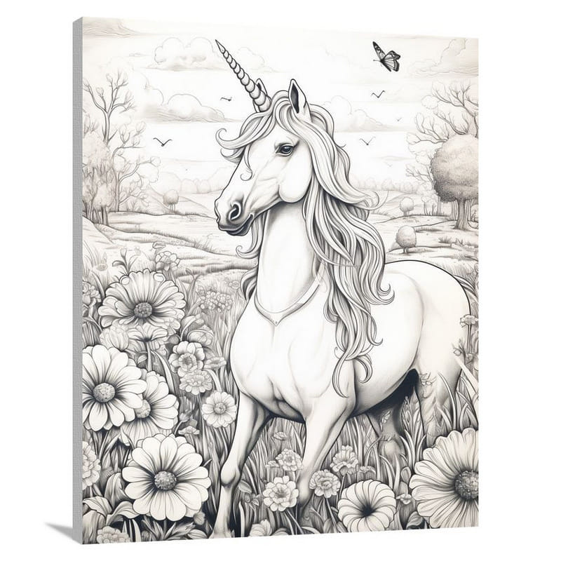 Unicorn's Enchanted Meadow - Canvas Print