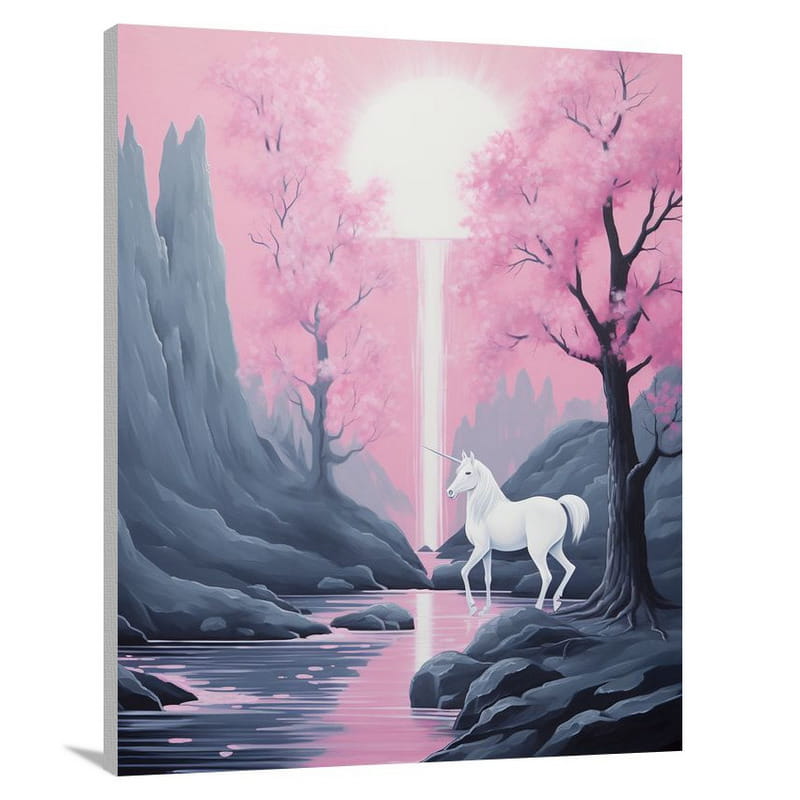 Unicorn's Enchanted Oasis - Minimalist - Canvas Print
