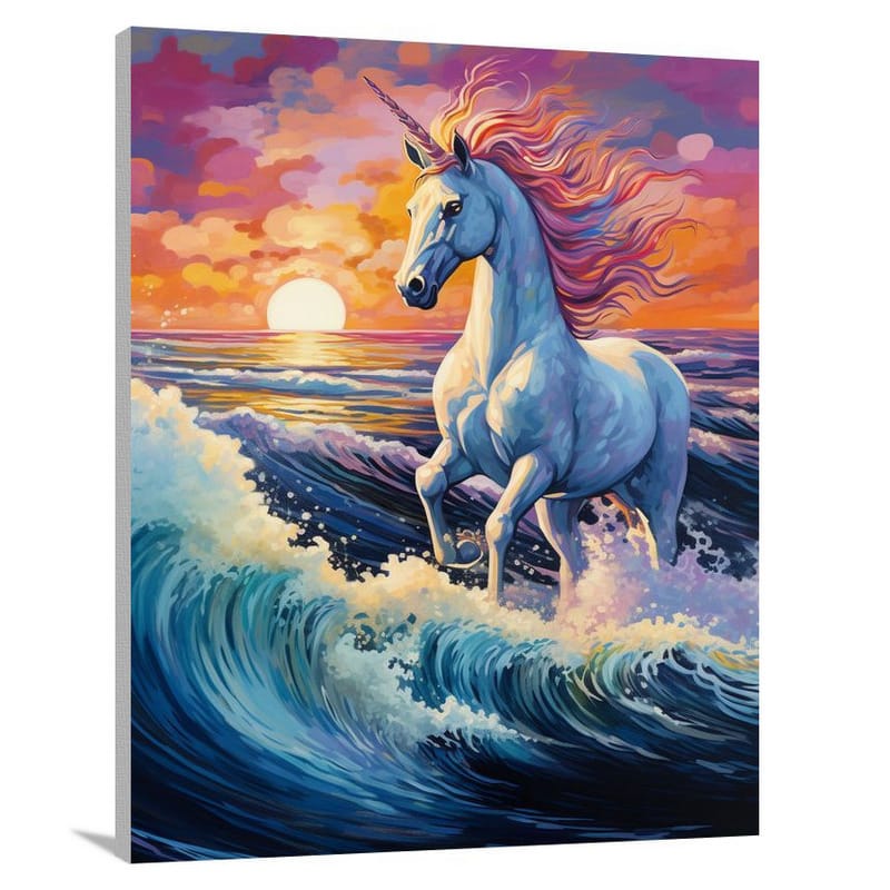 Unicorn's Moonlit Splash - Canvas Print