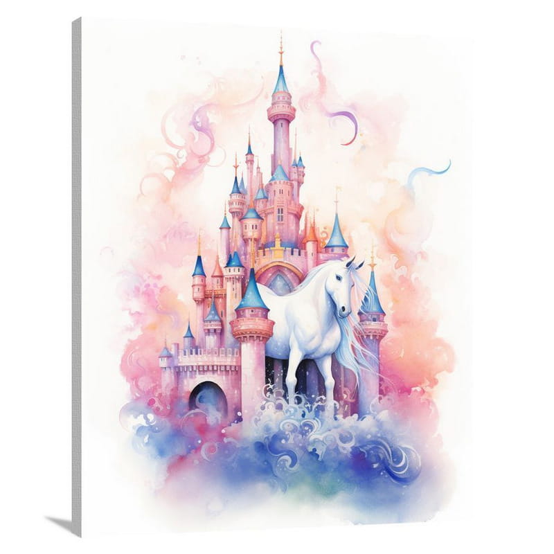 Unicorn's Whimsical Castle - Canvas Print