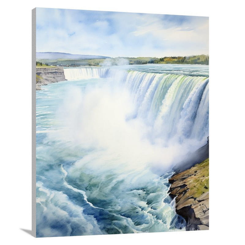 United States: Majestic Niagara Falls - Watercolor - Canvas Print