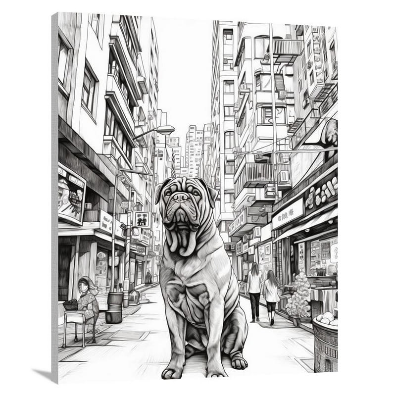 Urban Loyalty: Shar-Pei's Companion - Canvas Print