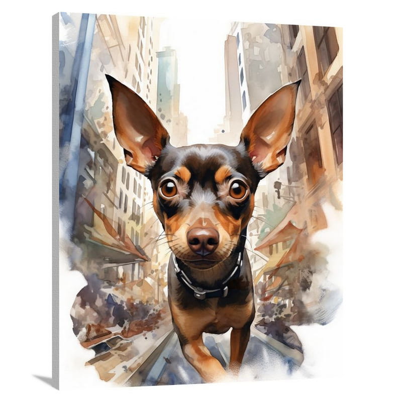 Urban Resilience: Miniature Pinscher - Canvas Print