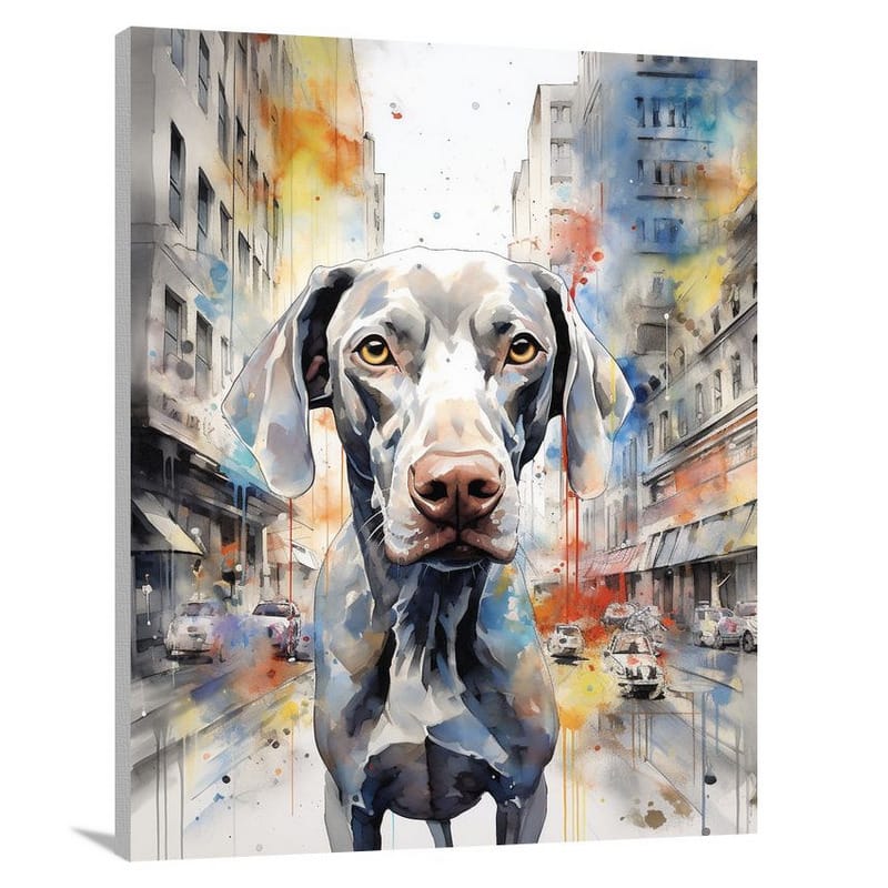 Urban Resilience: Weimaraner in the City - Canvas Print
