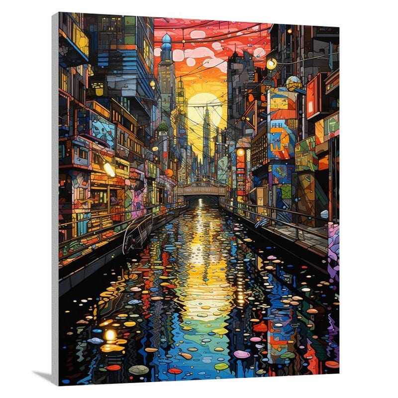 Urban River Serenity - Canvas Print