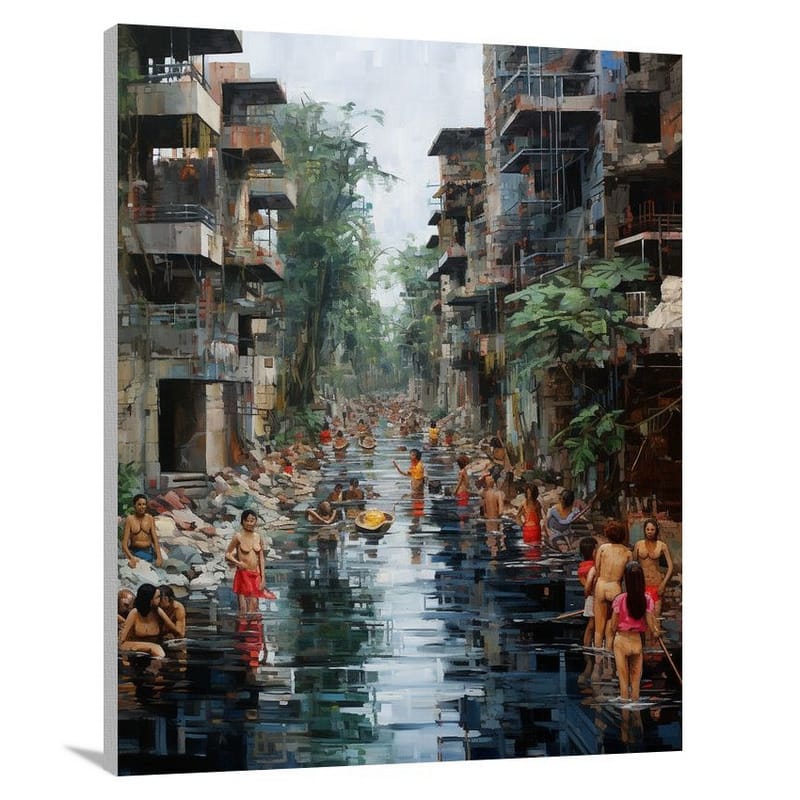 Urban River Symphony - Contemporary Art - Canvas Print