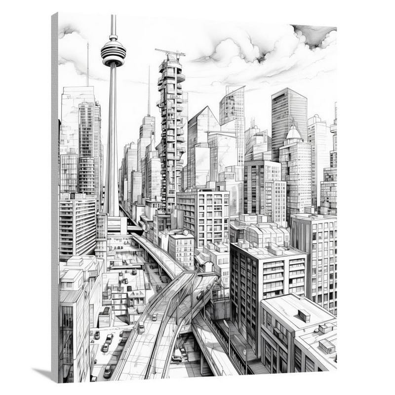Urban Symphony - Black And White - Canvas Print