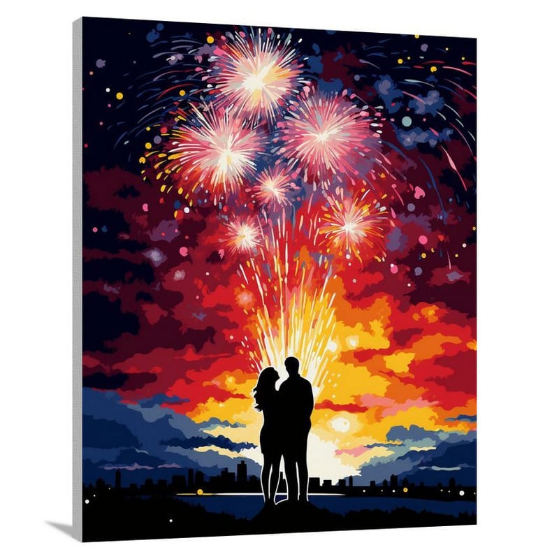 Valentine's Fireworks - Pop Art - Canvas Print