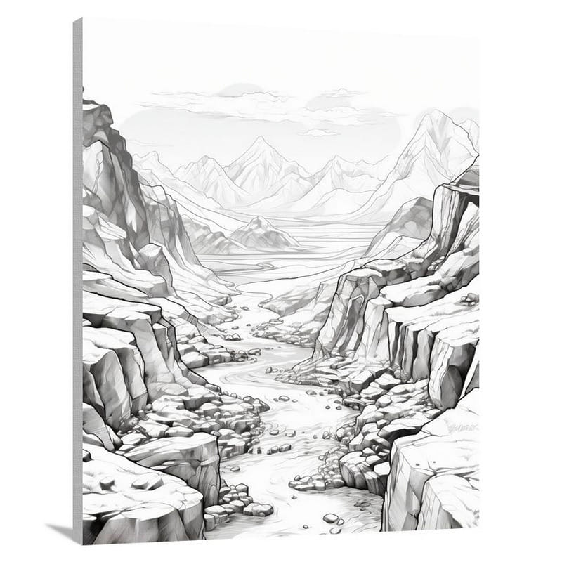 Valley of Adventures - Black And White - Canvas Print
