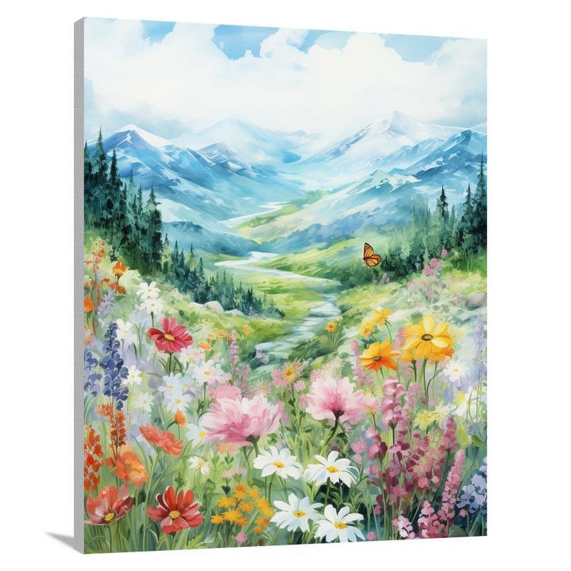 Valley of Blooms - Watercolor - Canvas Print