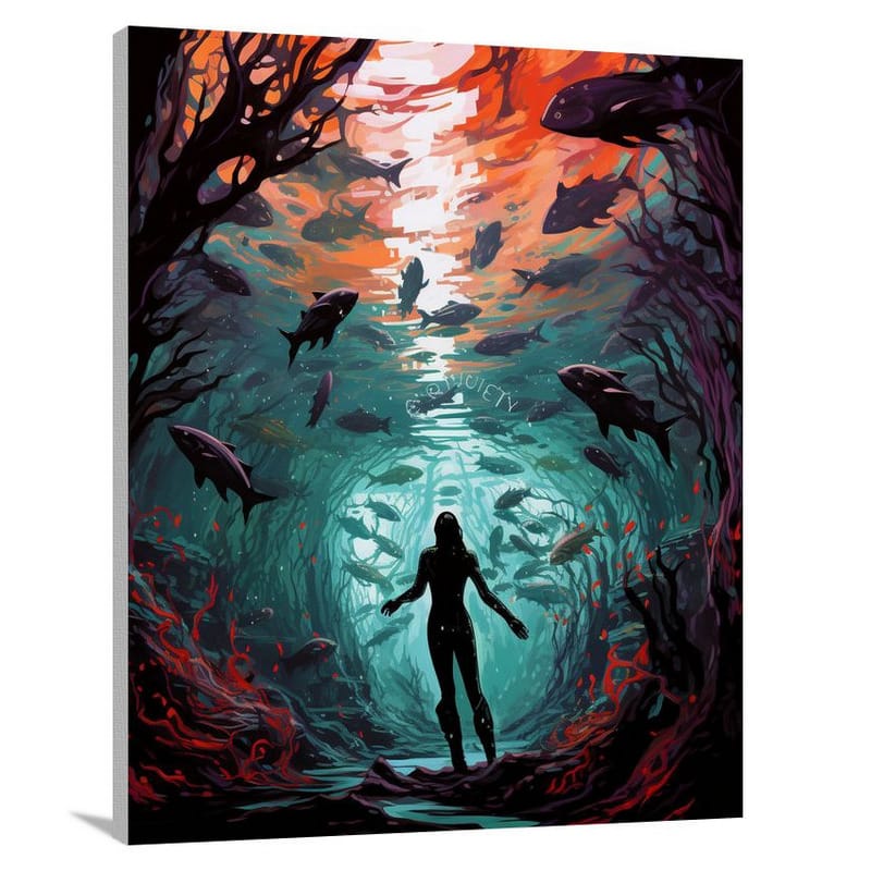 Vampire's Aquatic Seduction - Canvas Print