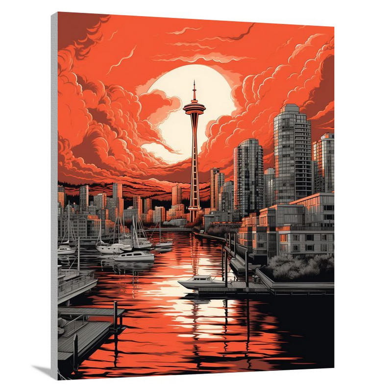 Vancouver Dreamscape - Black And White - Canvas Print