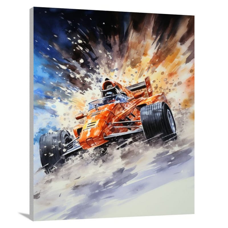 Velocity Unleashed: Auto Racing Symphony - Watercolor - Canvas Print