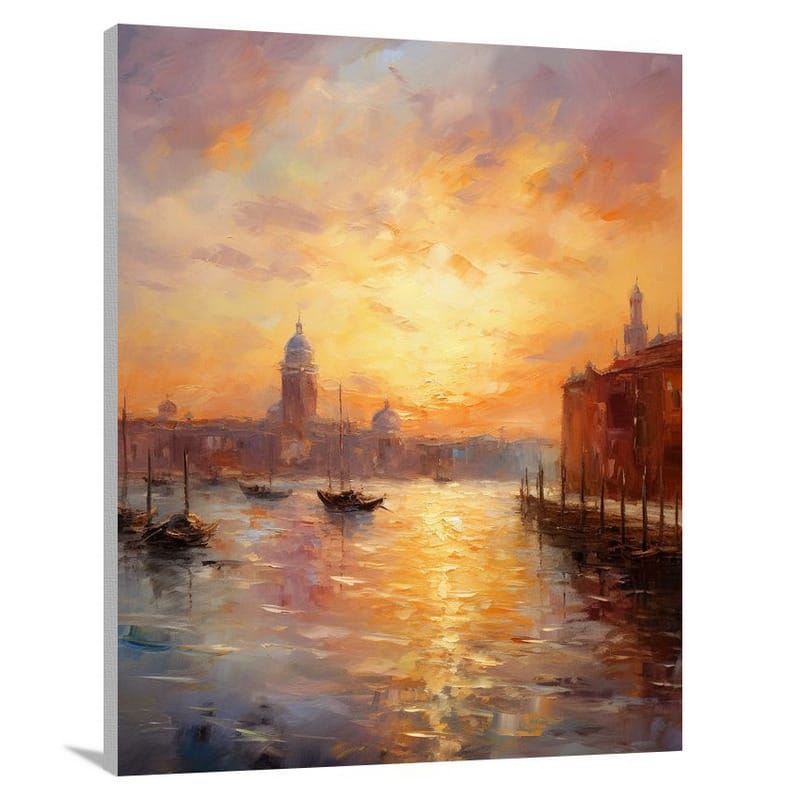 Venetian Sunset: A Fiery Impression - Canvas Print