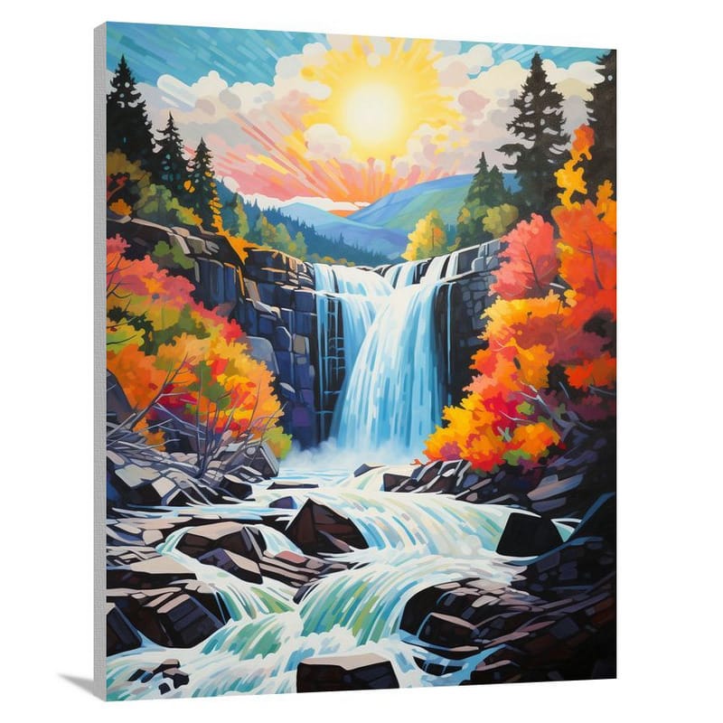Vermont's Thunderous Cascade - Pop Art - Canvas Print